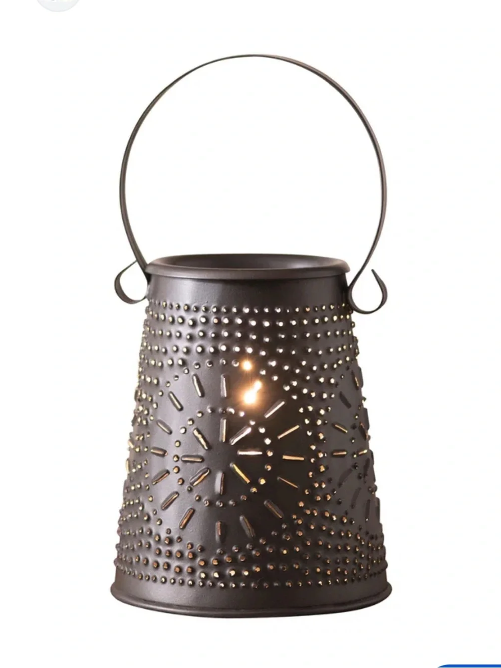 Metal Lamp Tinware Star Punch BlackPattern Lantern Electric Made in India 11x5.5